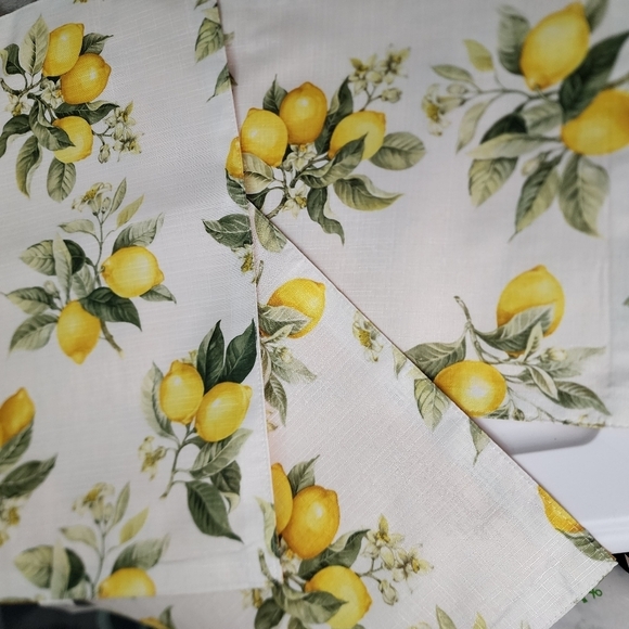 Lemon Pattern S/4  Fabric Placemats 11" x 17" One Oven mitt Home Collection - Picture 4 of 6